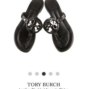 Tory Burch Black Leather Studded Accent Slides SHIPS FREE!